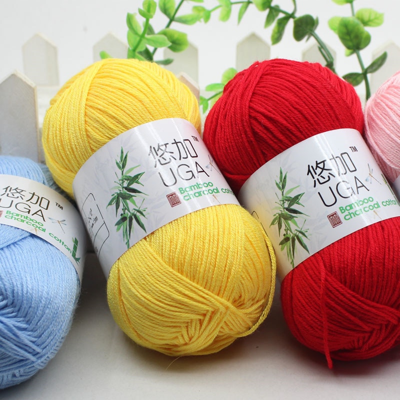 Soft Bamboo Crochet Cotton Knitting Yarn Baby Knit Wool Bamboo Charcoal Cotton Hand Knitting Yarn 50g/pc 6 ply