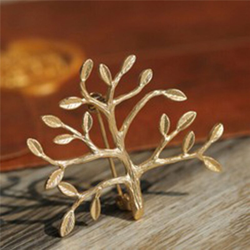 Doreenbeaeds Pin Broches Olijftak Blad Goud Zilver Kleur Voor Kleding Acryl Badges Voor Vrouwen Mannen Jassen Trui 1 Pc: golden