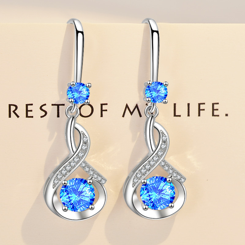 Nehzy S925 Stempel Zilver Vrouw Mode Sieraden Crystal Zircon Hollow Water Haak Type Lange Kwast Oorbellen