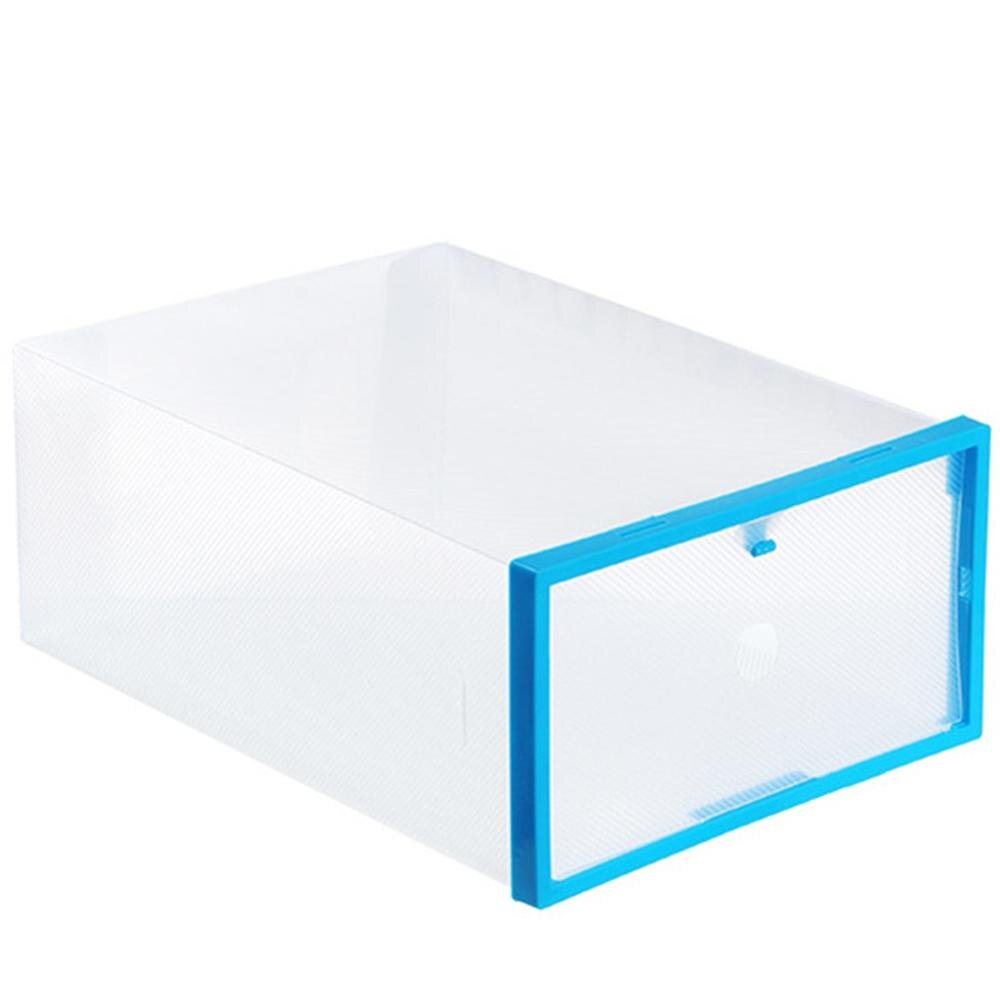 Transparent Clear Plastic Shoe Box Storage Shoe Boxes Foldable Shoes Case Holder Shoebox Transparent Shoes Organizer Boxes: Blue