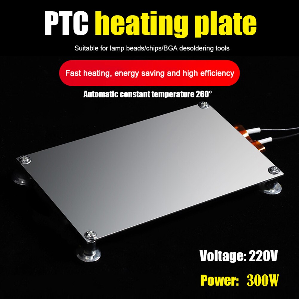 Aluminium ptc termostat varmeplade led fjerner bga aflodningsstation ptc feberplade forvarme spån nedrivningsplade værktøj: 300w 220v