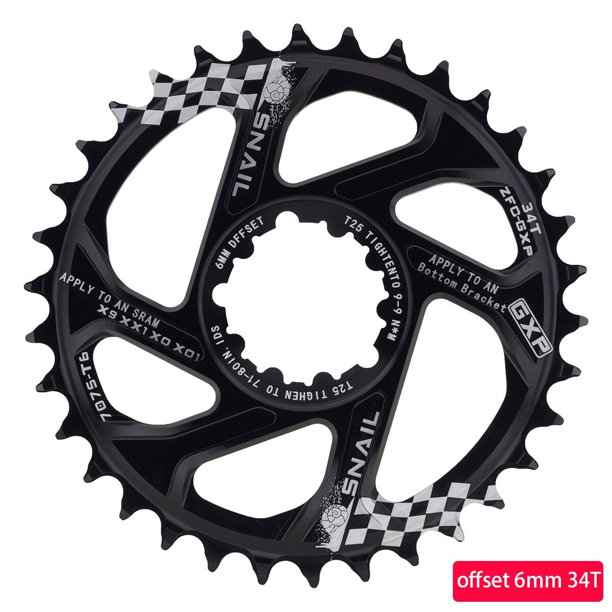 Bike Single Speed Chainring Direct Mount Narrow Wide Aluminum Chainring Round 28T-40T Chainwhee For SRAM GXP Crank gx xx1 X1 x9: 34T Offset 6MM