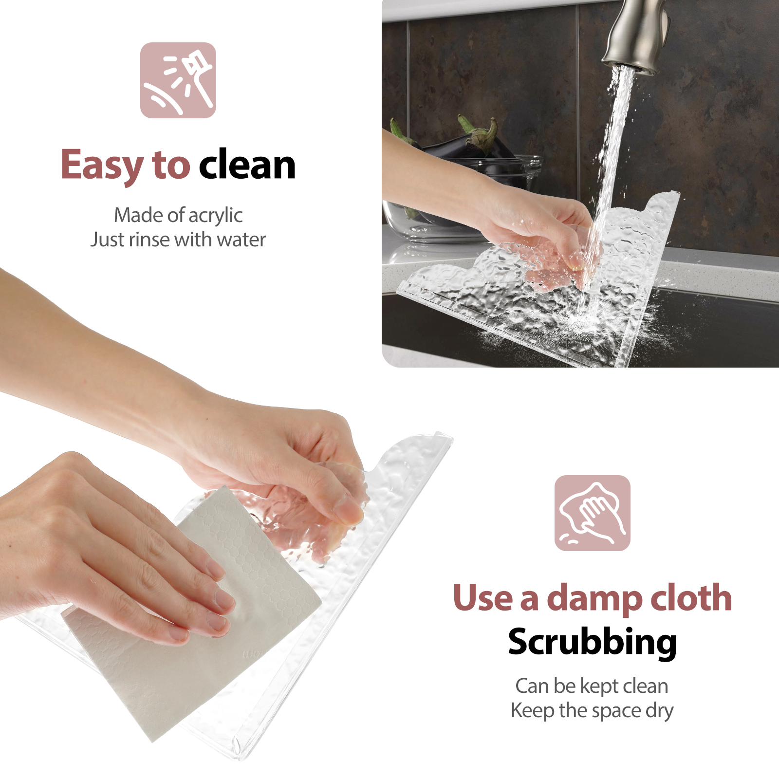 2 Stück selbstklebende Acryl-Duschspritzschutz mit Silikonbasis, wasserdicht, transparent, Badewannen-Wasserschutz, einfach zu installieren