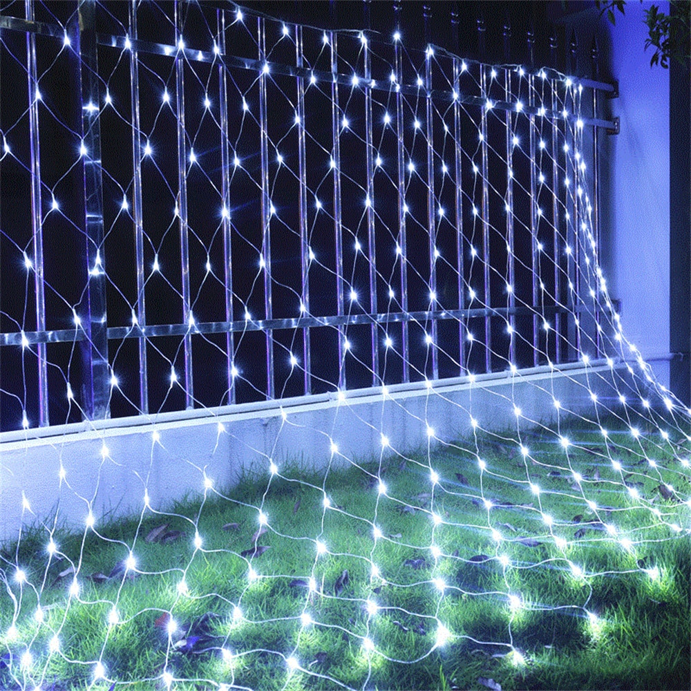 2x2m 3x2m 6x4m jardim ao ar livre led malha net fada luz da corda natal feriado festa de casamento janela cortina guirlanda luzes: WHITE / 1.5x1.5M 96leds