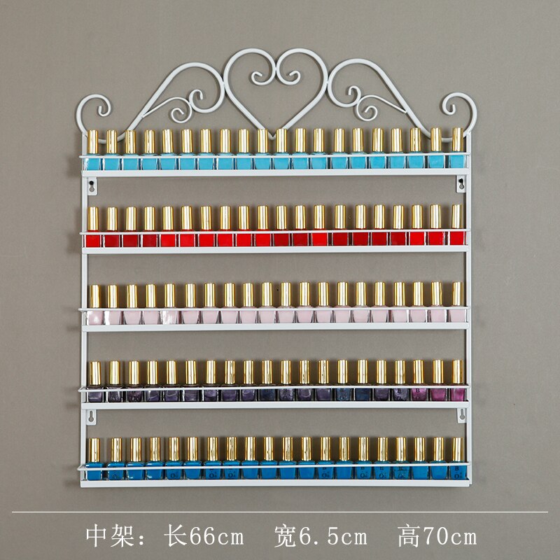 Grote Nagellak Opbergrek Muur Manicure Cosmetica Display Stand Moderne Metalen Nagellak Opslag Voor Nail Beauty Salon: White middle rack