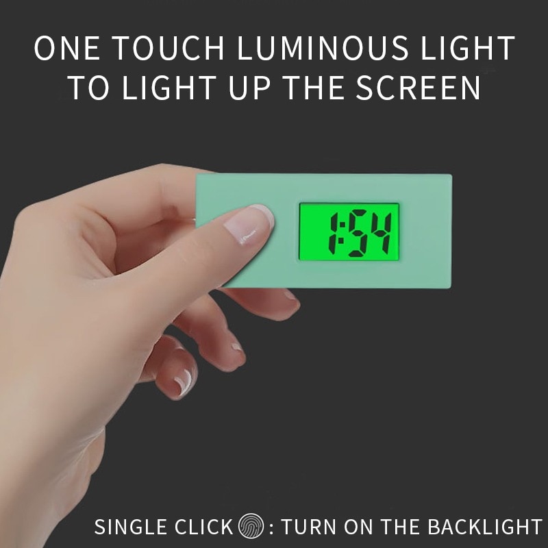 Silent Luminous ABS Digital Electronic Clock Student Exam Study Library Pocket Watch Green Backlight LCD Display Mini Portable