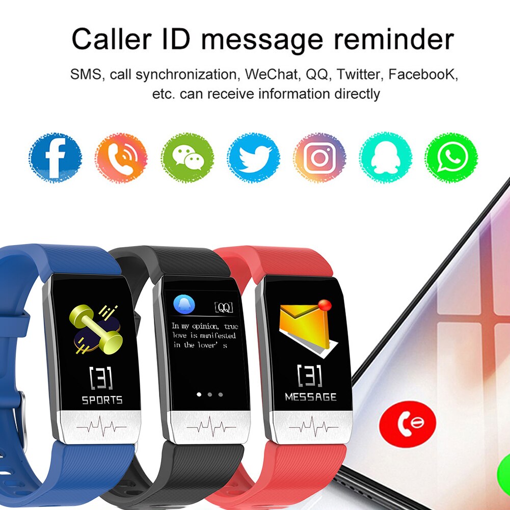 Smart Armband Lichaamstemperatuur Fitness Tracker Bloeddruk Waterdichte Sport Slimme Band Sport Mannen Vrouwen Band