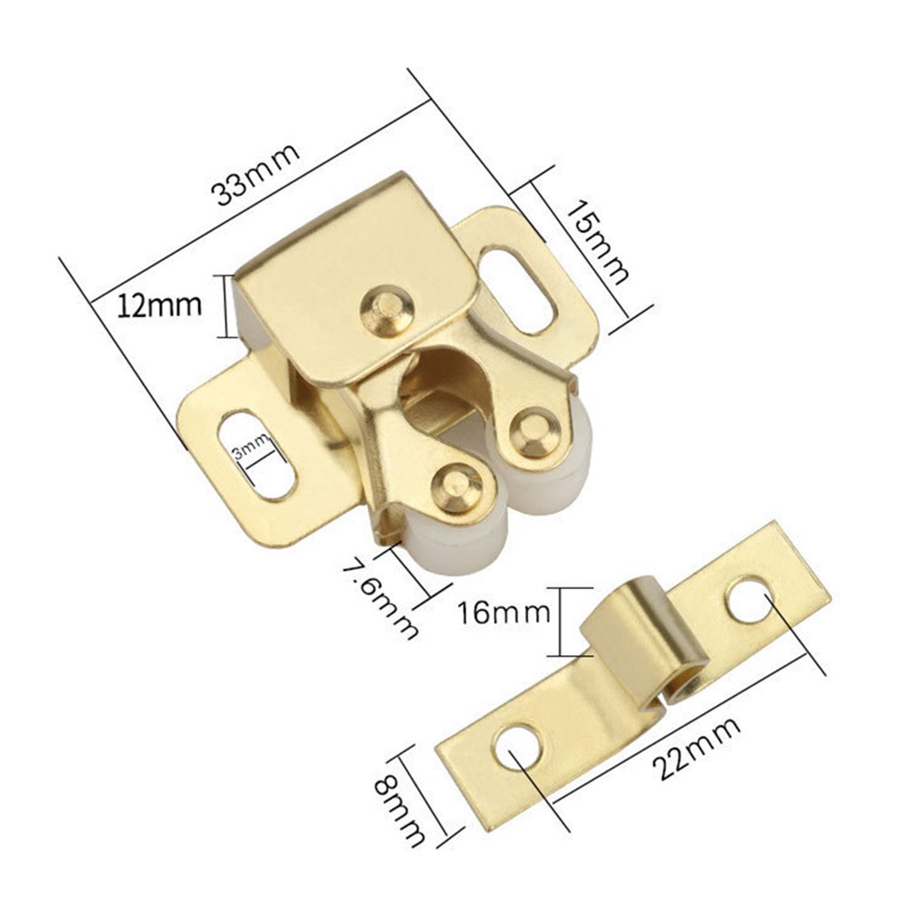 Double Wheel Cupboard Door Buckles Catch Toggle Hasp Spring Loaded Latch Parts for Households Bedroom Accessories: Gold