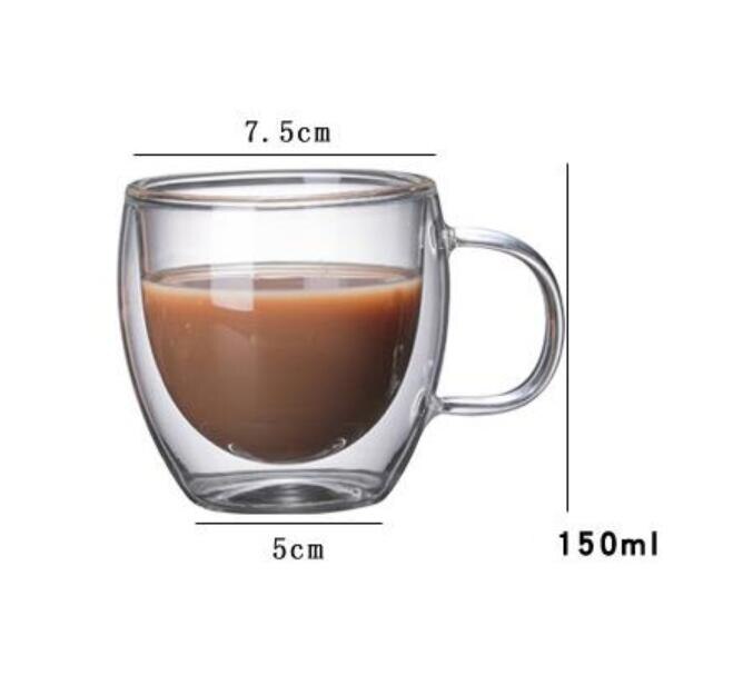 1 stuk dubbelwandige glazen beker hittebestendige thee-koffiebeker handgemaakte bierpul theeglas whiskyglazen bekers drinkgerei: B 150ml