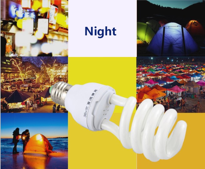 36V économie d'énergie spirale ampoule AC DC ampoule dans 20W 30W 40W bouchon E27 36V économie d'énergie spirale ampoule directe