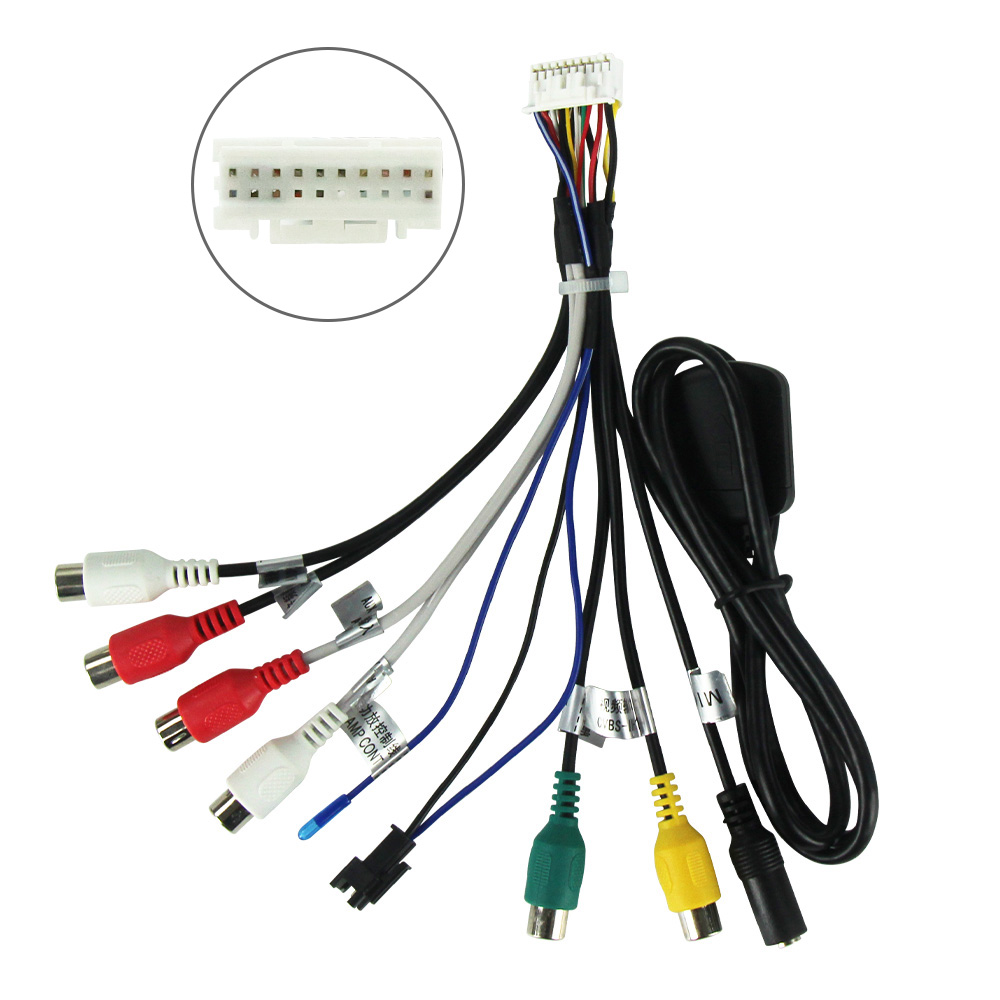 Radio Android estéreo para coche RCA Cable de 20 pines enchufe accesorios para coche salida RCA Universal adaptador auxiliar ventilador de subwoofer ranura para tarjeta SIM 4G: BLANCO