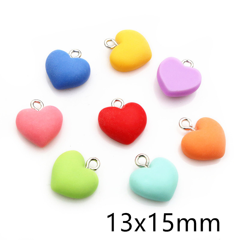 10Pcs colores aleatorios variados estrella corazón pastel amuletos resina brillo lindo collar llavero colgante DIY llavero haciendo Accesorios: orange