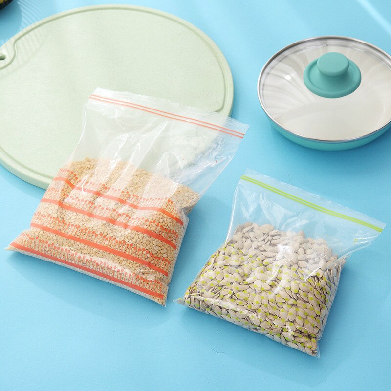 50/100 Uds. Paquetes reutilizables de bolsas frescas para congelar bolsa sellada al vacío versátil bolsa de comida fresca con cremallera accesorios de cocina