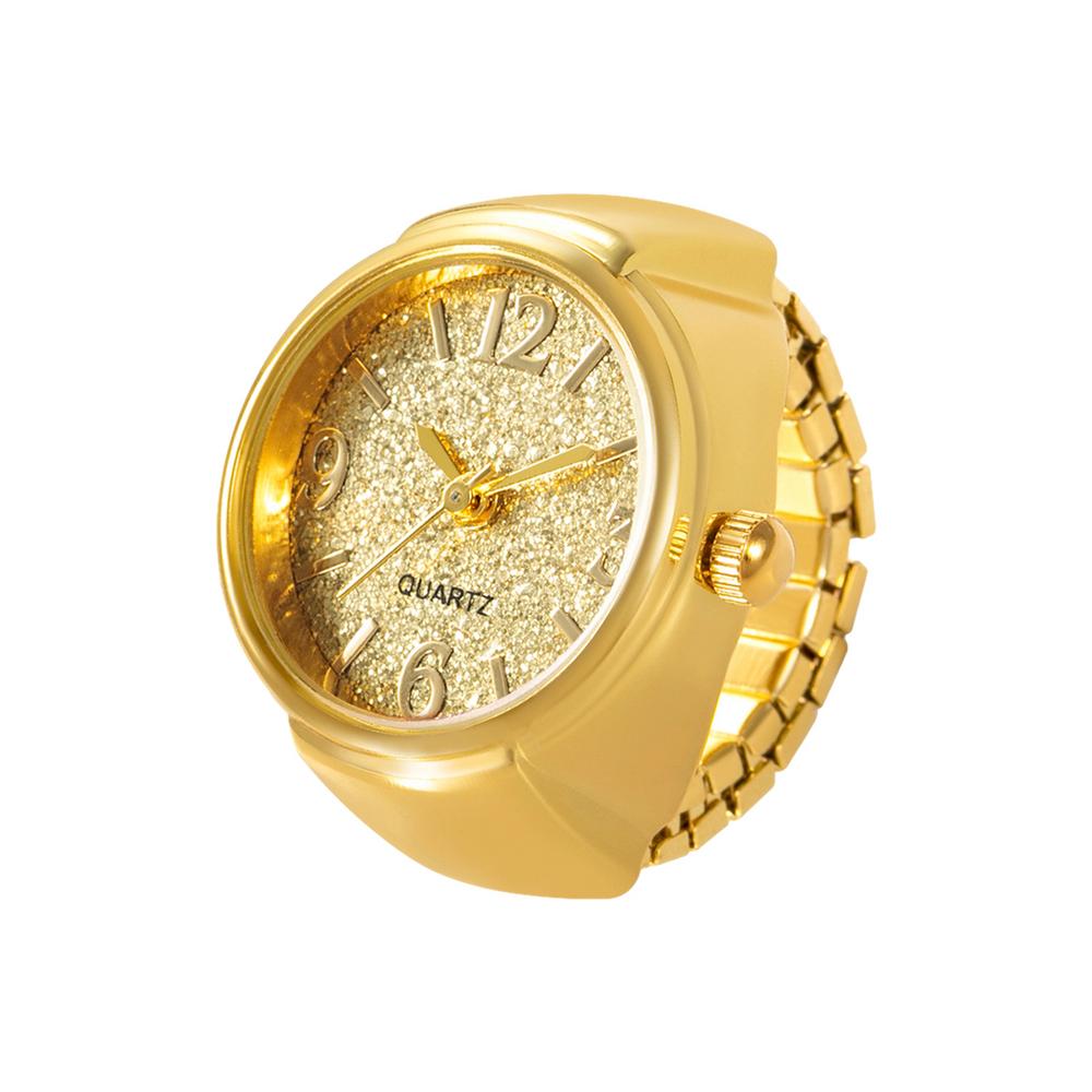 Damen-Ringuhr, verschiedene grafische Zifferblätter, Quarz-Analoguhr, kreatives Edelstahlarmband, coole Quarz-Fingerringuhr