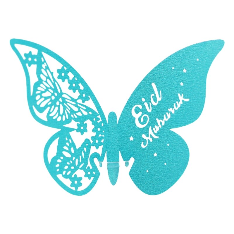 100Pcs 3D Vlinder Nummer Naam Papier Plaats Kaarten Wine Glass Cup Card Eid Mubarak Ramadan Wedding Party Decoratie: BL