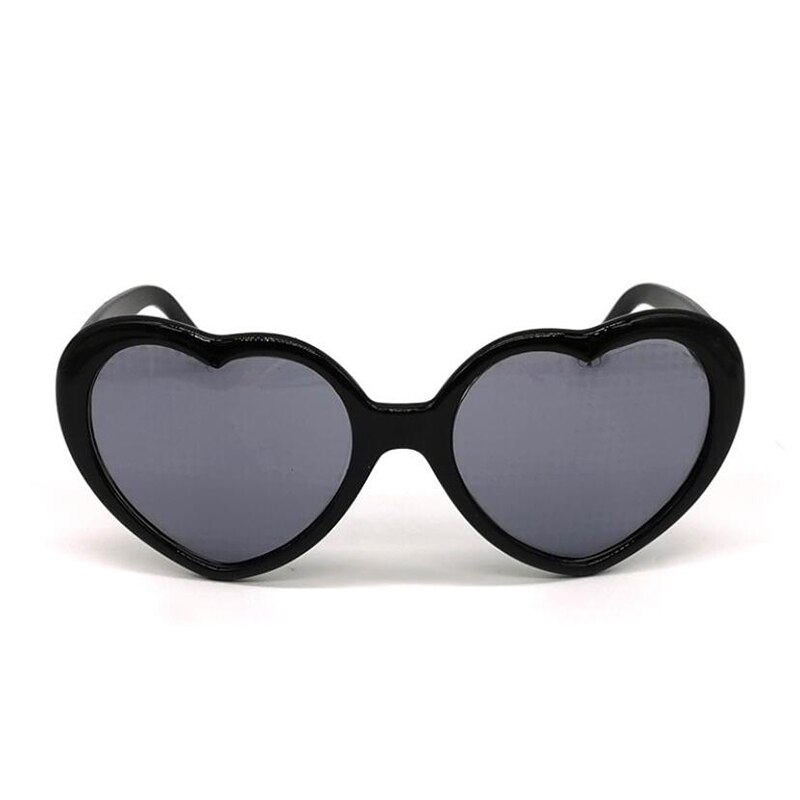Love Heart Shaped Effects Glasses Watch The Lights Change to Heart Shape At Night Diffraction Glasses Women Sunglasses: black