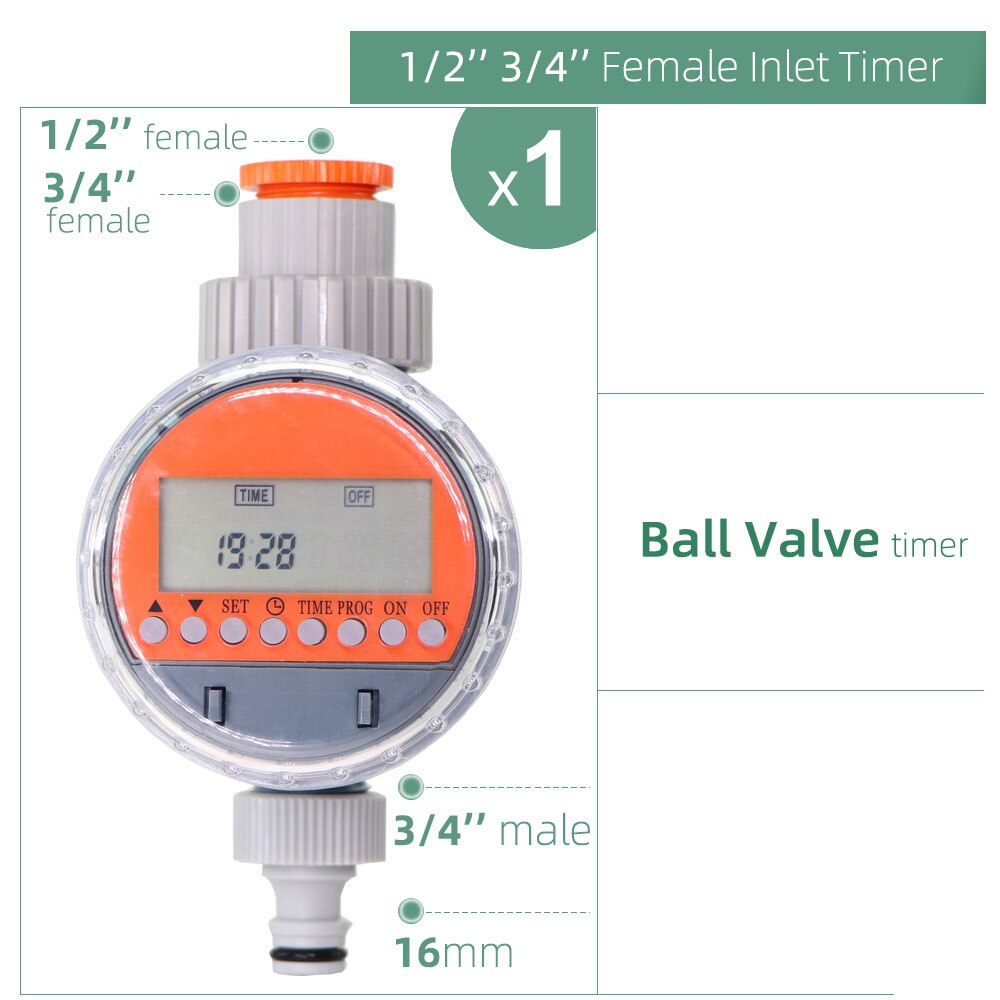 Water Timer Regen Sensor Solar Lcd Dubbele Wijzerplaat Kogelkraan Controller Tuin Watering Irrigatie 1/2 &#39;&#39;3/4 &#39;&#39;Tap gezamenlijke Solenoid: A