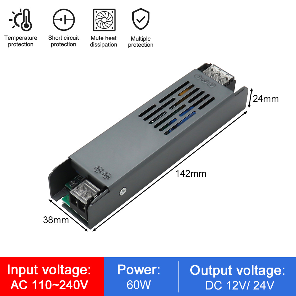 Ultratynd led-transformer strømforsyning  dc 12v 24v 60w 120w 200w 300w 400w ac110-240v led-driver strømforsyning til led-strimler belysning: Beige / 380v