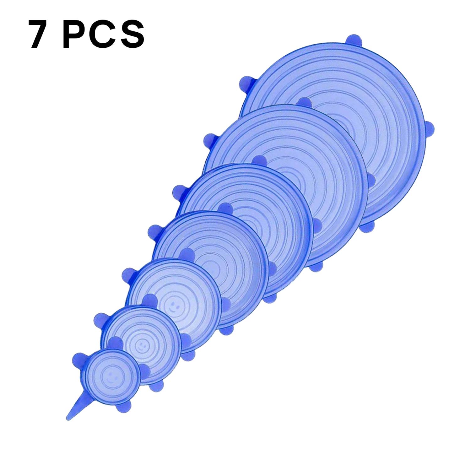 7PCS XXL Reusable Silicone Caps Food Cover Adjustable Stretch Bowl Lids Kitchen Wrap Seal Fresh Keeping Cookware Accessories: 7pcs blue