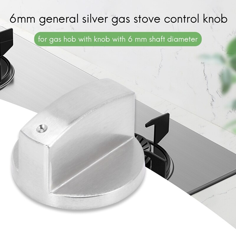 4 Pieces Stoves Cooker Knobs,Oven Knob,6mm Universal Silver Gas Stove Control Knobs Adaptors Oven Rotary Switch Cooking Surface