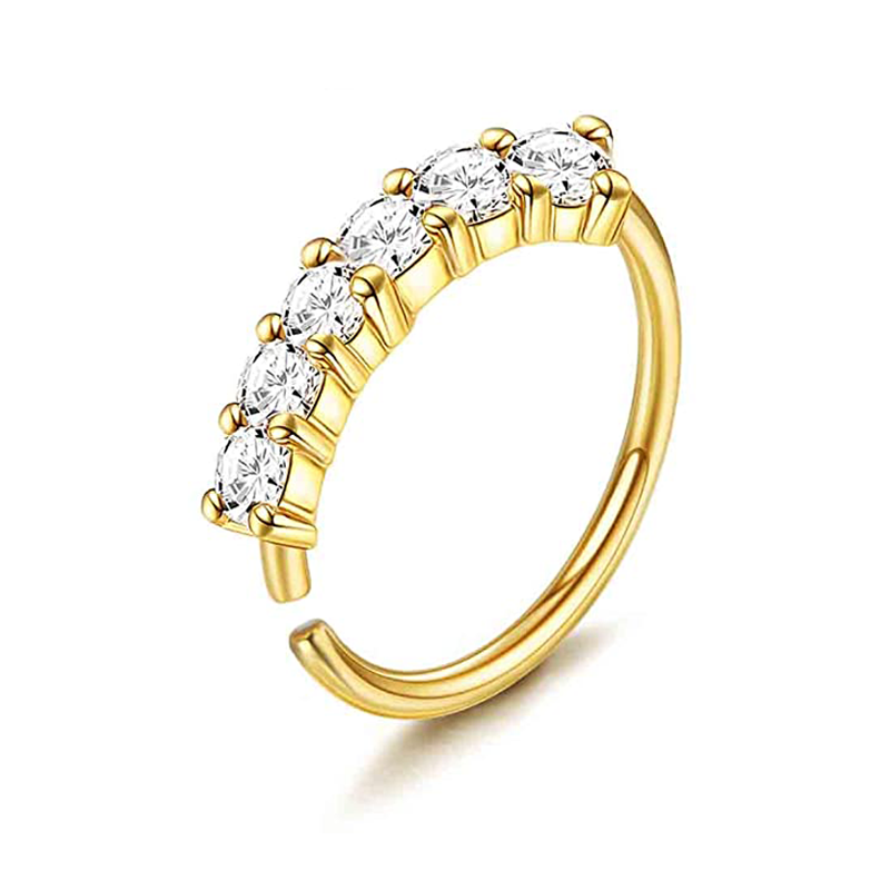 Drperfect-anillos para la nariz para mujer, tachuelas de acero quirúrgico de 20G, aro para la nariz, sacacorchos en forma de L, anillo para la nariz, joyería para Piercing en la nariz: COLOR ORO ROSADO