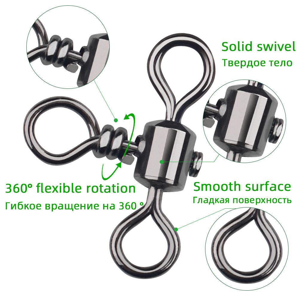 Dndyuju 30Pcs 3 Manier Barrel Cross Lijn Vissen Draaibare Met Effen Ring Messing Vissen Haak Lijn Connector Vissen Accessoires