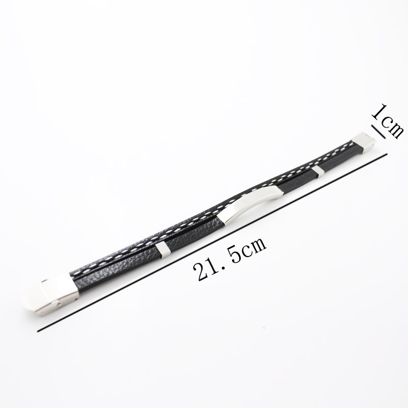 Pulsera de cuero de acero inoxidable para hombre, joyería Punk, pulsera de hombre, pulsera de con dijes lisos