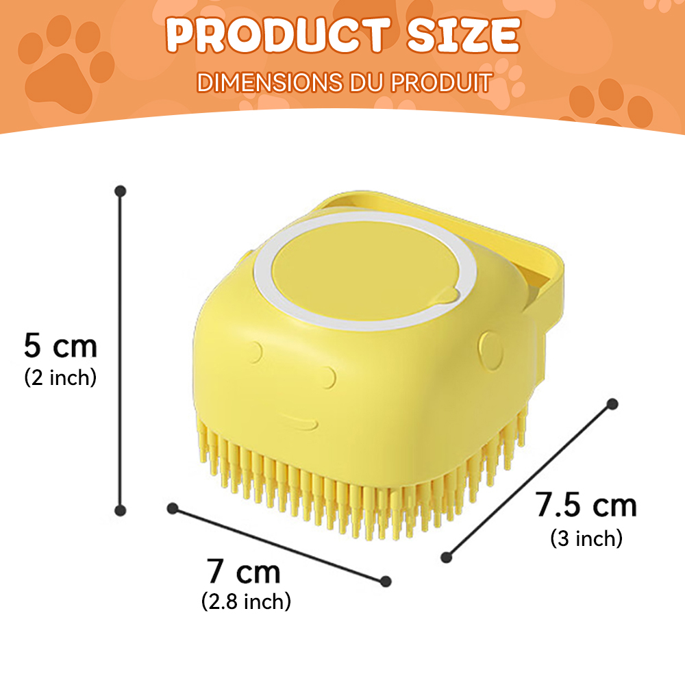 Cepillo de baño para perros y gatos, dispensador de champú, silicona suave, cerdas de goma, herramienta de aseo para ducha