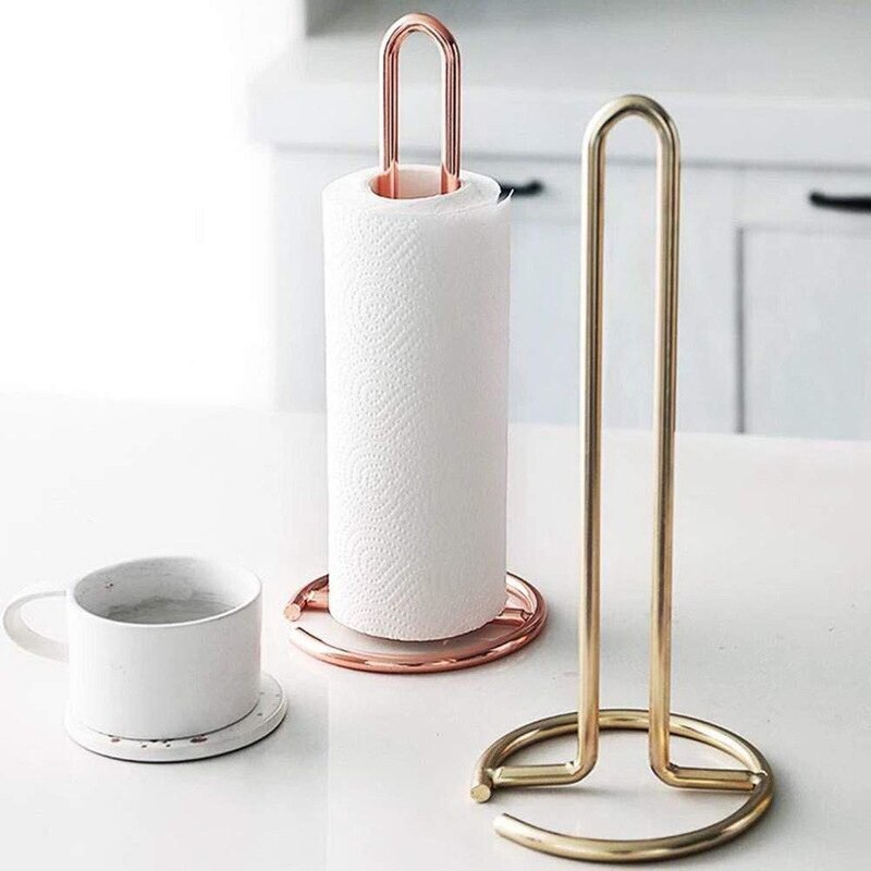 Porte-serviettes en papier doré ou argenté, support sur pied en acier inoxydable, idéal pour la salle de bain ou la cuisine, ou comme décoration de Table