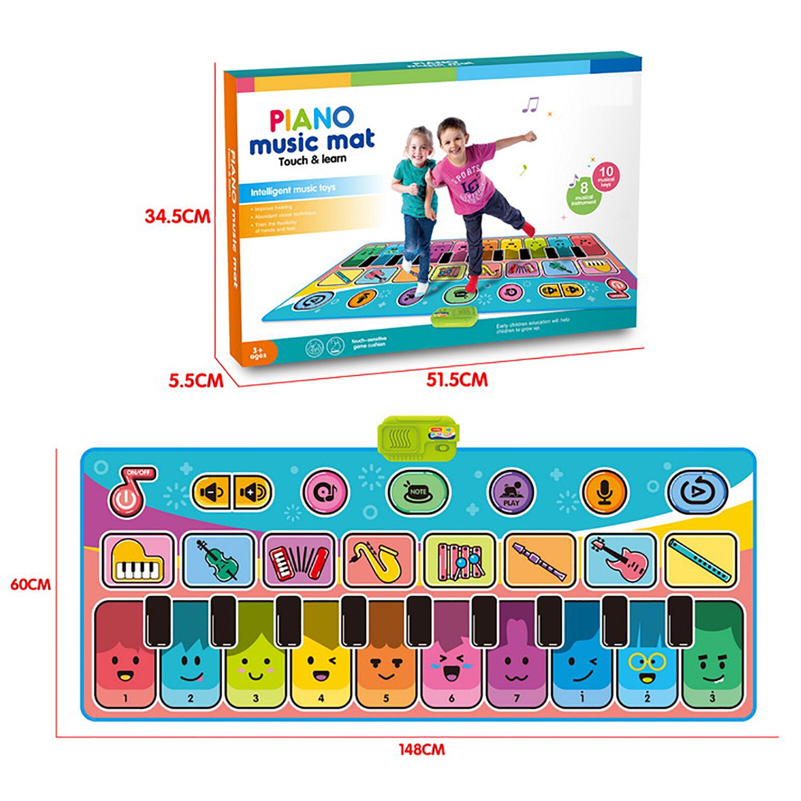 Mooie Afdrukken Piano Dansmat Fun Muzikale Stap 'N' Play Mat Voor Kinderen-Voeren Klassieke Tunes Met Uw Voeten-Grote