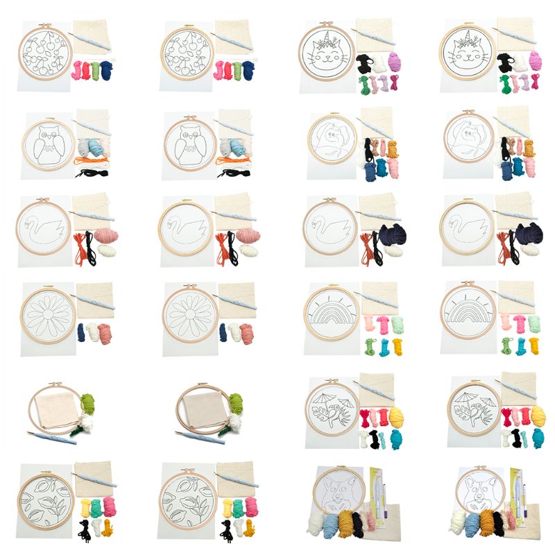 DIY Unfinished Embroidery Poked Kit Fruit Animal Punch Needle Cross Stitch Bag