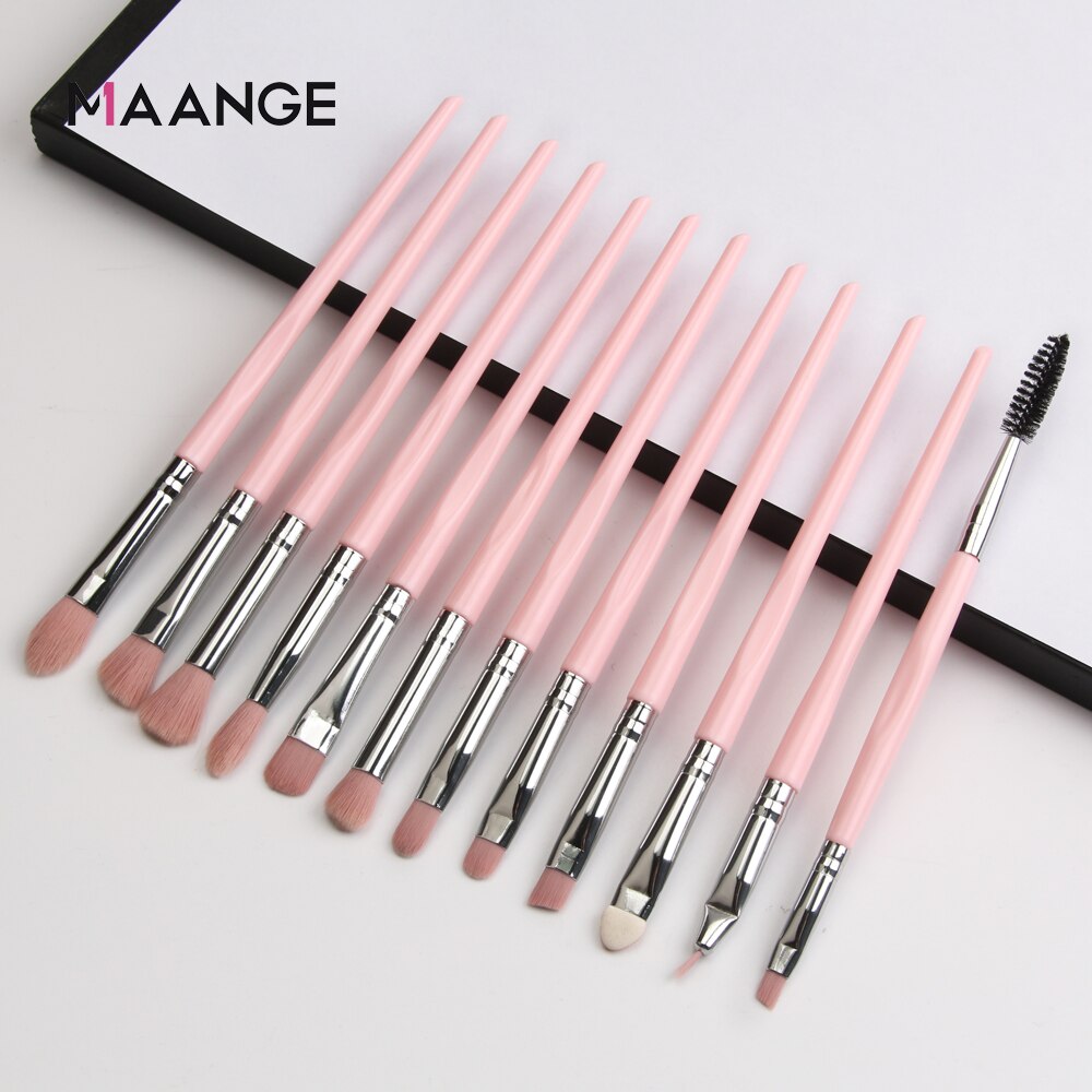 Maange Pro Make-Up Kwasten 12 Stuks Eyeshadow Brush Blending Wenkbrauw Make Up Borstels Synthetische Haren Schoonheid Cosmetica Borstel Set