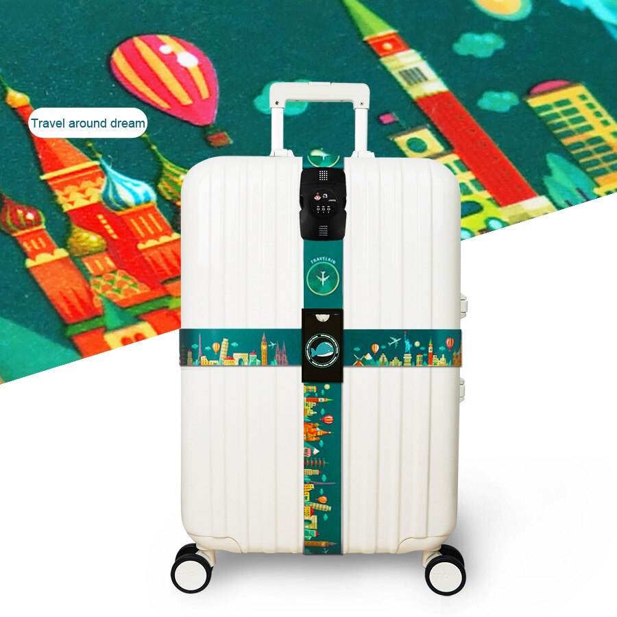 TSA Luggage Strap - 230cm - Geometric Pattern - Combination Lock Security Belt: Travel around dream