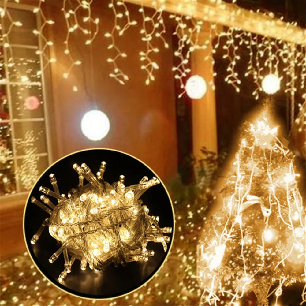 Adornos navideños para el hogar, cortina LED para exteriores, guirnalda de luces tipo carámbanos, guirnalda de calle en la casa, invierno, 220V, caída de 0,3-0,4 m