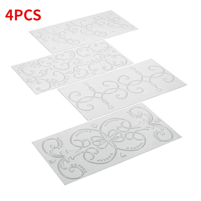 4PCS Fondant Impression Mat Cake Border Decoration Tools With Grid Texture Baking Decorating Accessories Plastic Texture Cutter: Chocolate
