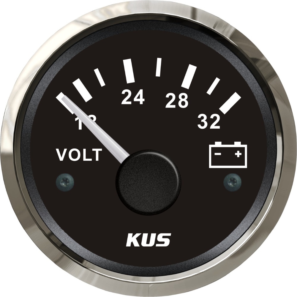 Kus Marine Voltage Gauge Boot Auto Truck Voltmeter Volt Indicator 18-32V 52Mm Voor Auto Boot Met rood/Geel Beschikbaar Backlight