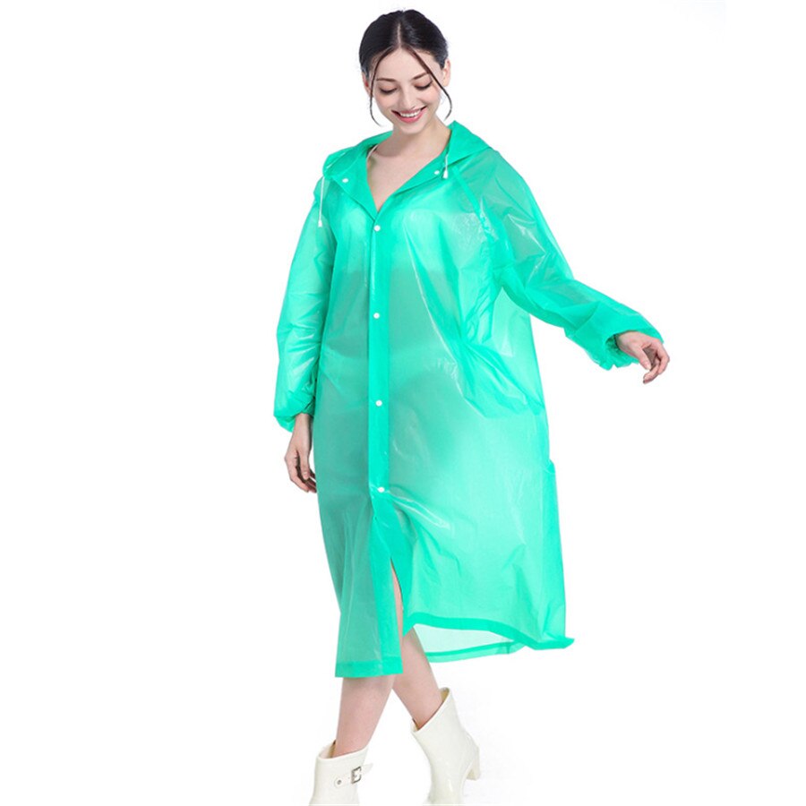 Chaqueta impermeable transparente de EVA para hombres y mujeres, impermeable, impermeable, Poncho con capucha para acampar, impermeable: green