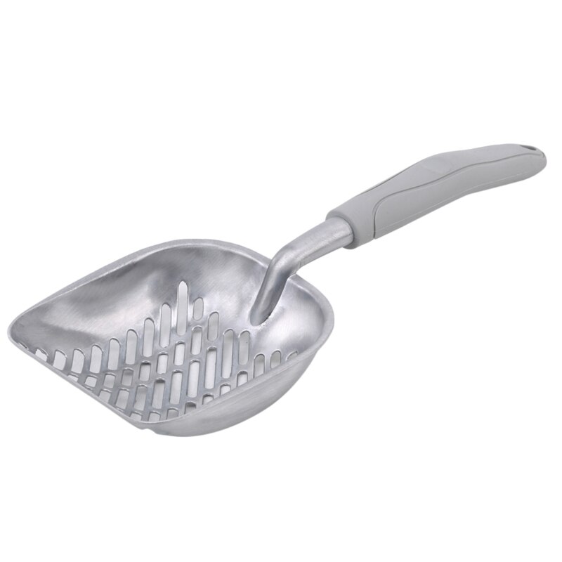 Grande cuillère à litière en métal pour chat, tamis avec pelle profonde et poignée ergonomique, en aluminium résistant: Gray