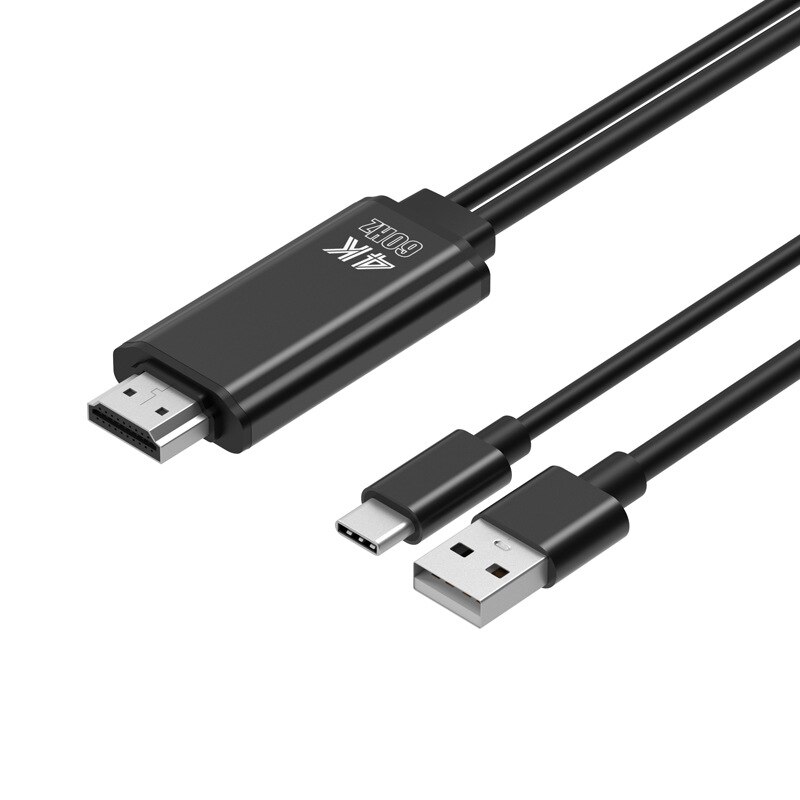 TYPE-C to HDM Adapter Cable 4K 60Hz with USB Power Supply Plug and Play for Huawei Samsung