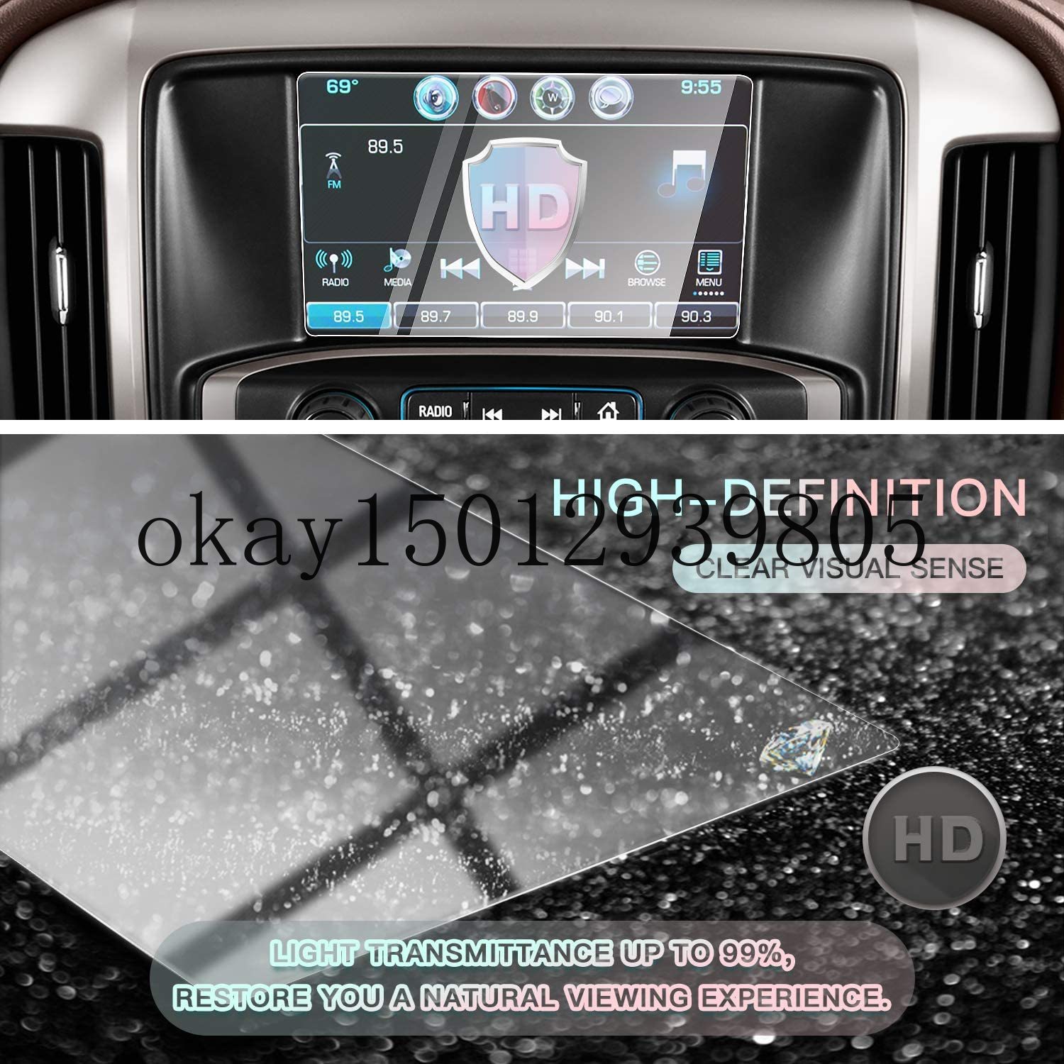 Voor Chevrolet Silverado 1500HD 2500HD 3500HD Mylink Auto Navigatie Touch Screen Protector, helder Gehard Glas (8 Inch)