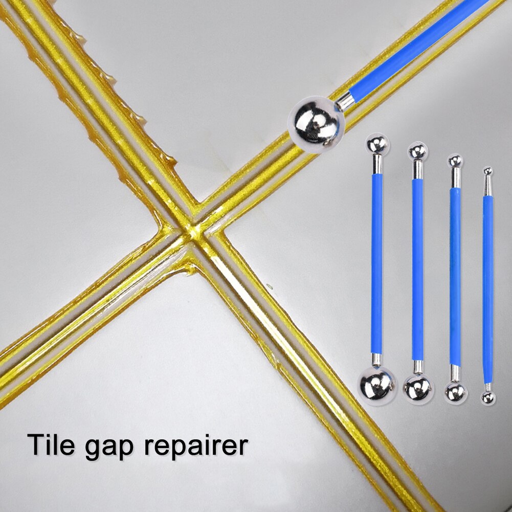 4pcs Floor Tile Grout Construction Tools Double Steel Tile Pressed Ball Ceramic Floor Grout Repairing Scraping Tool