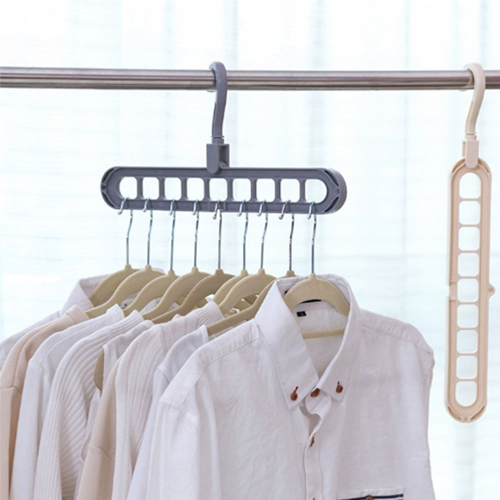 Clothes hangers 9-hole Multi-port Support Circle Magic Clothes Hanger Support baby Coat Hanger Multifunction Plastic Drying Rack