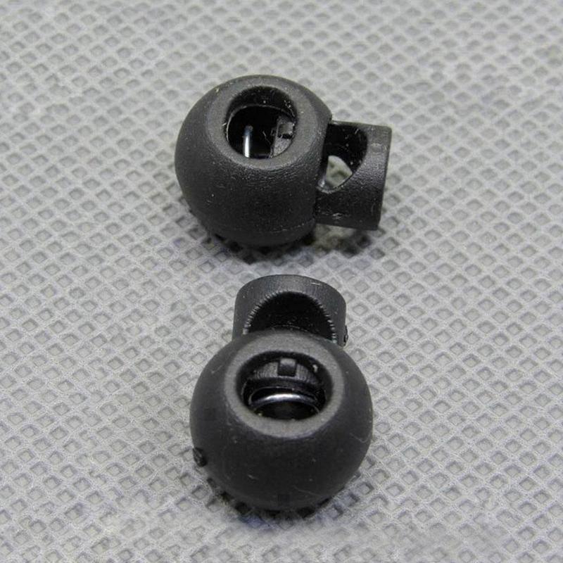 Sewing Cord Locks Plastic Black Ball Cord Round Ends Clip Stop Toggle Lock E0I2