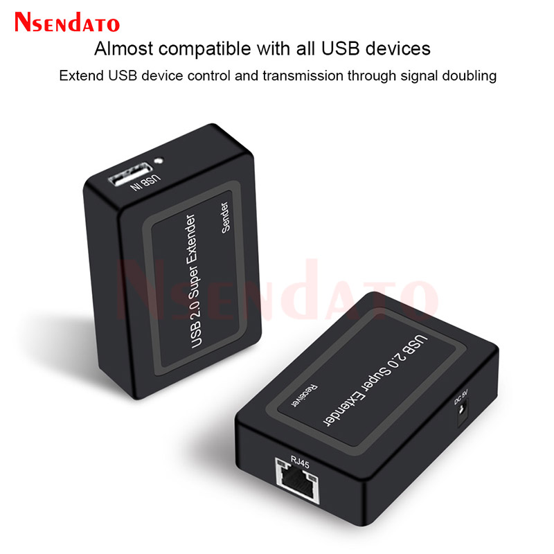 2 Port USB 2.0 Extender 100M Over Cat5e/6 USB Naar RJ45 Ethernet Kabel Adapter voor Camera Muis Toetsenbord printer USB Flash Disk