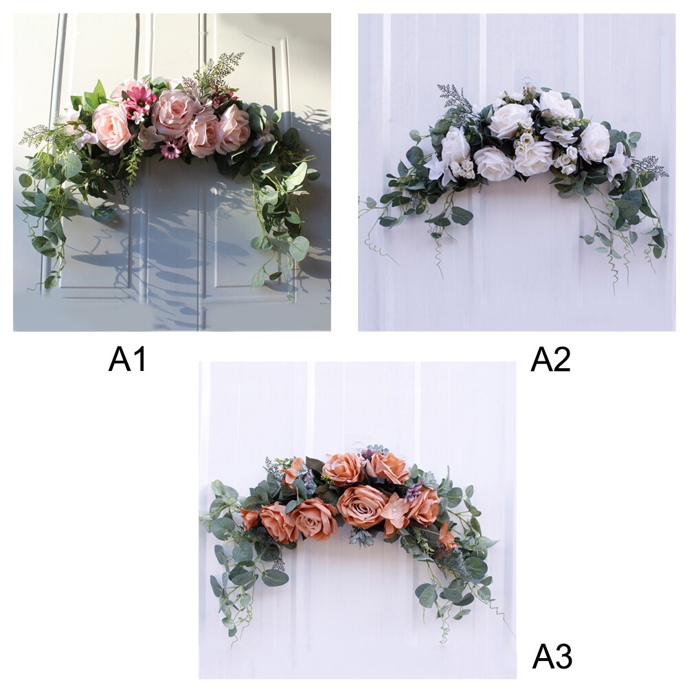 Guirnalda de peonías con flores artificiales, guirnalda hecha a mano para espejo, decoración de puerta de de boda en casa