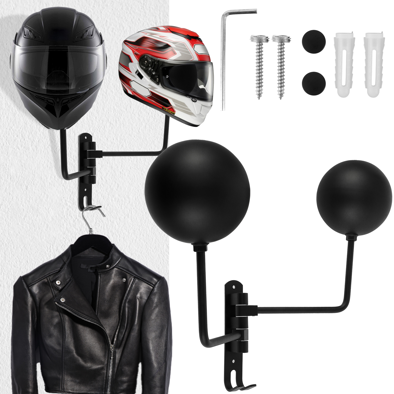 Motorradhelmständer 180 ° Rotierender, ein der Zauberstab montierter Helmständer mit Doppelhaken, Fahrradhelmständer, Präsentationsständer, abnehmbar: Armee Grün