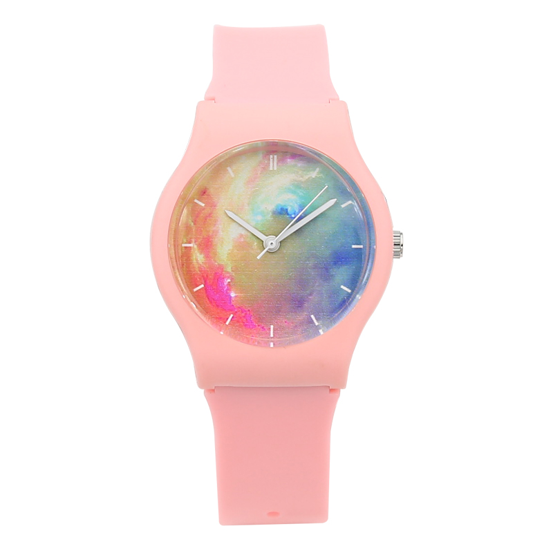 Reloj deportivo resistente al agua para mujer, Harajuku Star, transparente, Jelly, sencillo, femenino: PINK