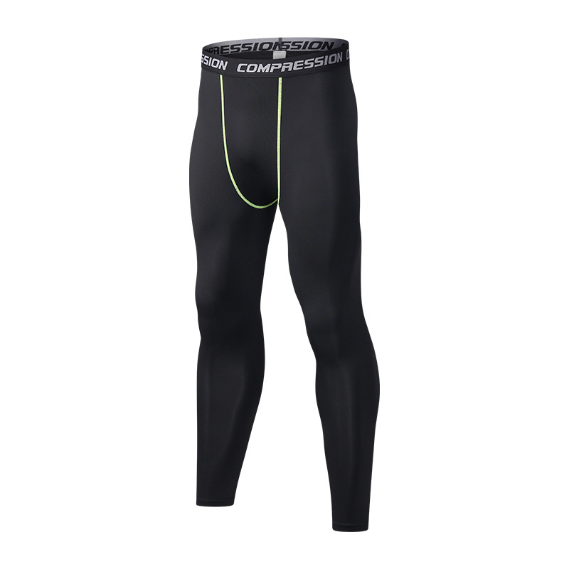 Sportsbukser med knæbeskyttere, 3/4 kompressionsleggings, sorte tights, herre-drenge-ungdomsbukser, fodbold, hurtigttørrende træningsleggings