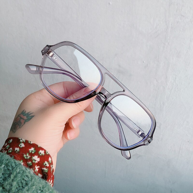 Ovza tvillingbjelker store briller med gjennomsiktige briller kvinners sorte rammer briller menn  s5000: Grå