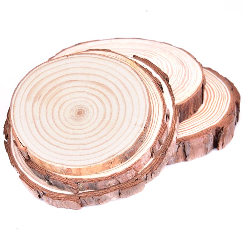 8-16CM 1pc Natural Round Unfinished Wood Slices Circles With Tree Bark Log Discs DIY Crafts Wedding Party Painting